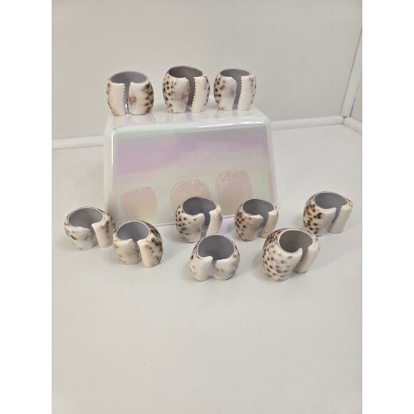Coastal Seashell Napkin Rings Lot of 10 Beach House Dining Table Accessories - Picture 2 of 3